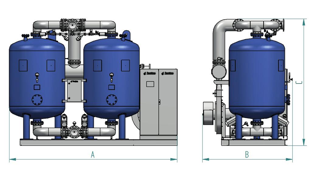HRE 3500-13600 DIMENSIONS Type at 7 bar (g) Connections Installed Power m 3 /h cfm PN 16, DIN EN 1092 kw Dimensions in m 3 /h related to compressor inlet at 20 C and 1 bar (a), an operating pressure