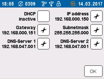 network of your practice In the original factory state, DHCP is activated, and when