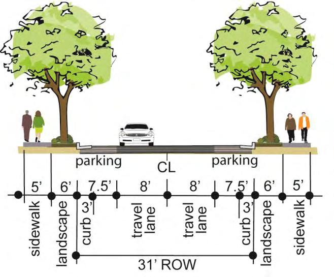 Transportation Plan Local Roads (Standard / Minor Roads) The Plan Area local roads typically are two lanes, with sidewalks, landscaping, pedestrian-scale lighting, shade trees, and other features