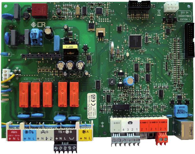 2.4 SCU PCB 5 6 7 G00005 2 3 4 230 V main supply Terminal block 230 V Sensor terminal block Mini-DIN connector for cascade