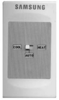 External Controls Operation Mode Selector Switch MCM-C200 Manual system mode select Heat Pump Systems Cool Heat Auto setting options Connects to outdoor unit and installs in the building Allows