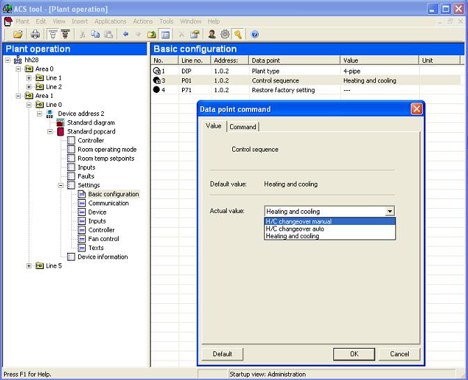 Parameter settings in ACS Notes: ACS supports parameter settings even during normal operation. o change a control parameter, select Popcard, then Settings.