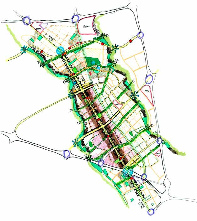 Long-Term Framework Plan This conceptual diagram illustrates the long-term spatial vision for North San José.