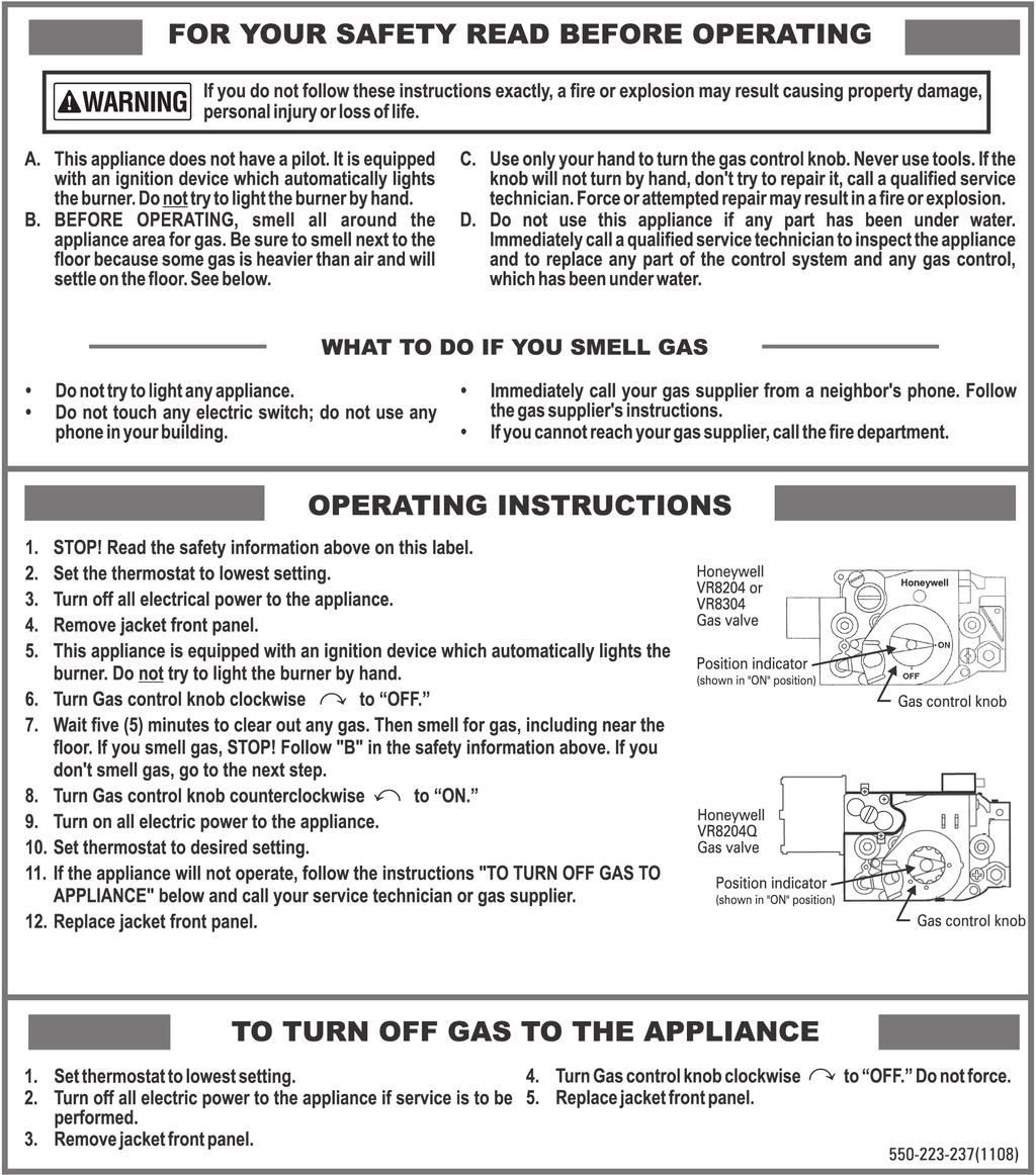 10 Operating instructions GWS-090E Gas-Fired Water