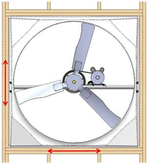 Correct position Wrong position Center fan housing in opening Center the fan housing in the