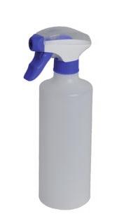 Spray bottle HDPE bottle, spray head and nozzle made of PP and PE. With very fine spray.