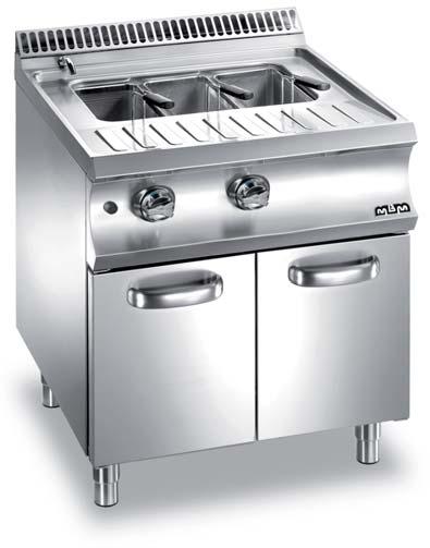 Pasta cooker Ideal for cooking pasta, rice, vegetables and eggs. AISI 304 stainless steel worktop, thickness 1.