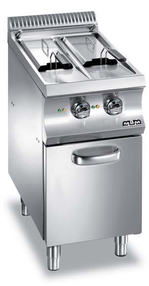 Fryers To fry vegetables, fi sh, meat and various dishes in hot oil. AISI 304 stainless steel worktop, thickness 1.