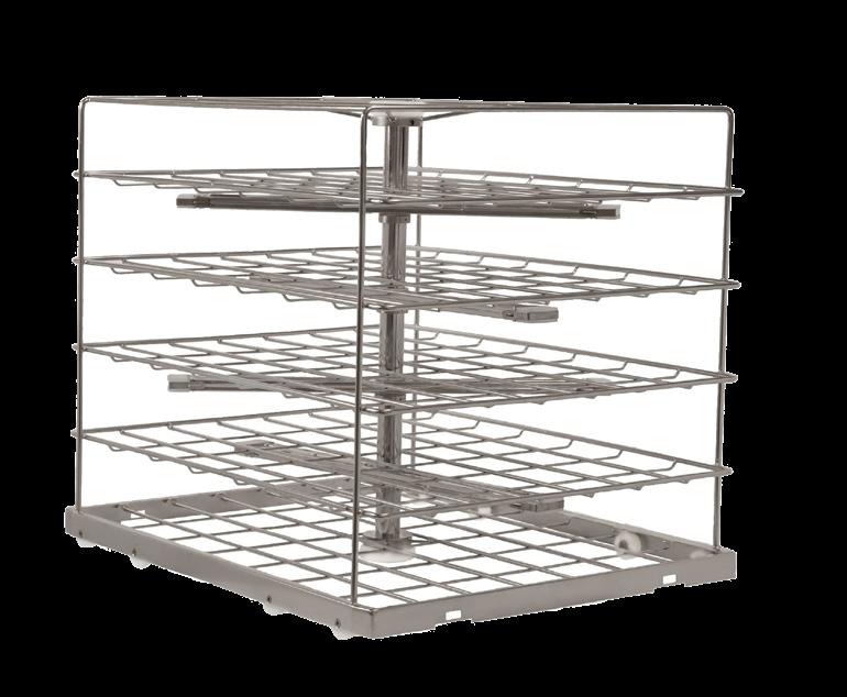 Wash Racks Fixed Rack Five Levels Ideal solution when large capacity processing is a request. Uses five washing levels.