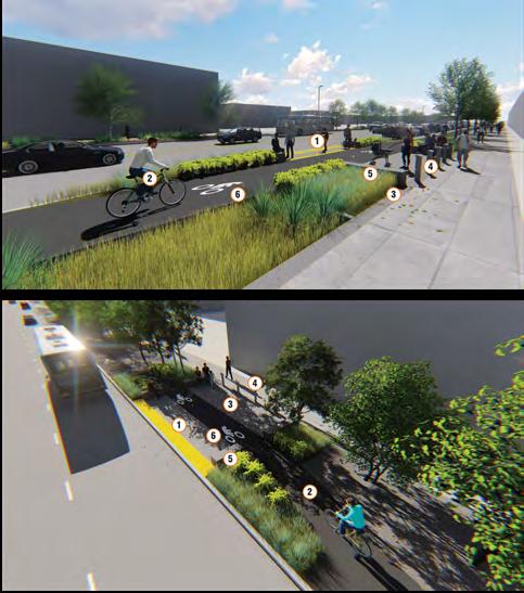 GREEN INFRASTRUCTURE AND THE PEDESTRIAN EXPERIENCE Final design elements demonstrate that green infrastructure will be used to enhance the pedestrian experience, with