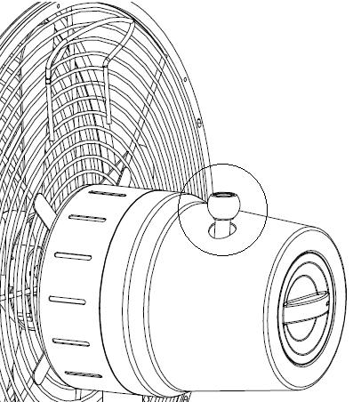 ASSEMBLING THE FAN 1. Loosen the base locking screw (10), spring washer (9) and flat washer (8) from the standing pipe. Fig. 1 2. Attach the standing pipe (5) onto the standing base (6).