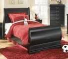 hardware Curvaceous footboard panel and shapely base rails and top moldings on case pieces Twin Bed (62/63/82)