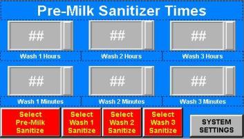 Set Wash hour 3 and the Wash Minute 3 for the time you wish to sanitize automatically before you Milk the third Milking (if you Wash 3 times a day) Note: Hours are in Military Time (24Hour).