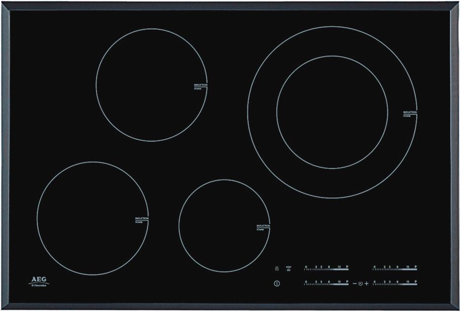 Electric hobs: Induction 55 Induction hob with extra large dual zone. 80cm HK854220FB 80cm 4 zone induction hob with extra large dual zone.