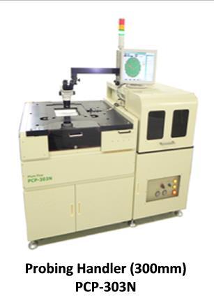 PCP-303N: 300mm probing solution of diced wafer on the film frame; For WLCSP and strip form devices such as BGA-QFN etc.; and Multi-probing method with the highest throughput result.