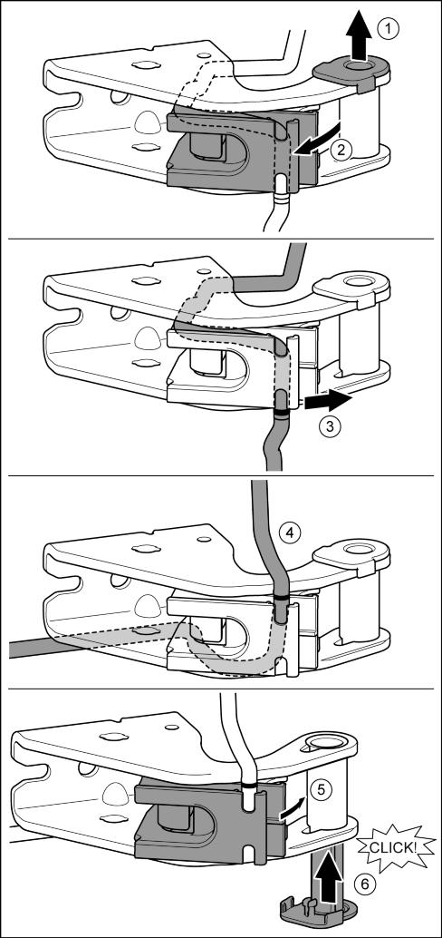 Putting into operation u Remove both screws with the T25 screwdriver. u Lift and remove the mounting block and cable. Fig. 26 u Undo the cover with a screwdriver and remove sideways. Fig. 26 (1) u Rotate the cover 180 and clip onto the other side from the right.