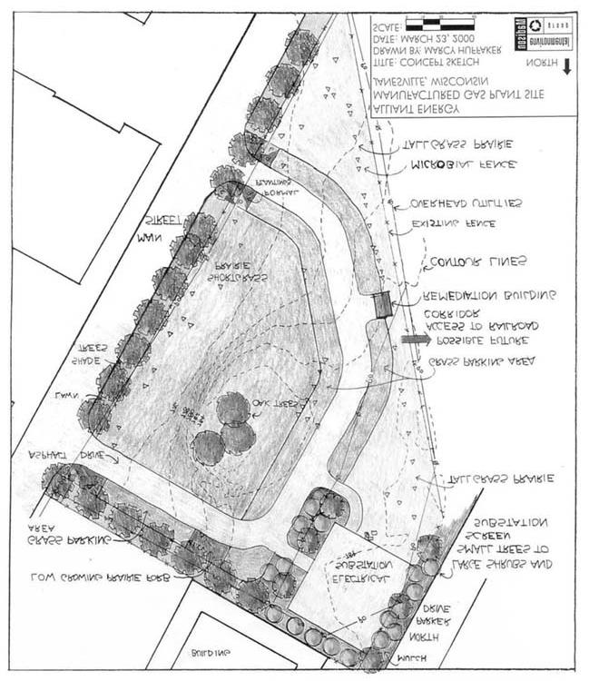RESULTS The planning process resulted in the creation of an innovative redevelopment plan for the FMGP site -- a green space parking area for the City of Janesville to use for overflow parking needs