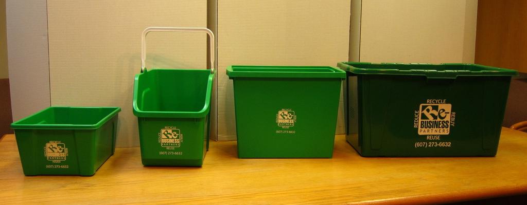 RECYCLING H E Internal Collection Suggestions: Utilize uniform recycling bins with decals.