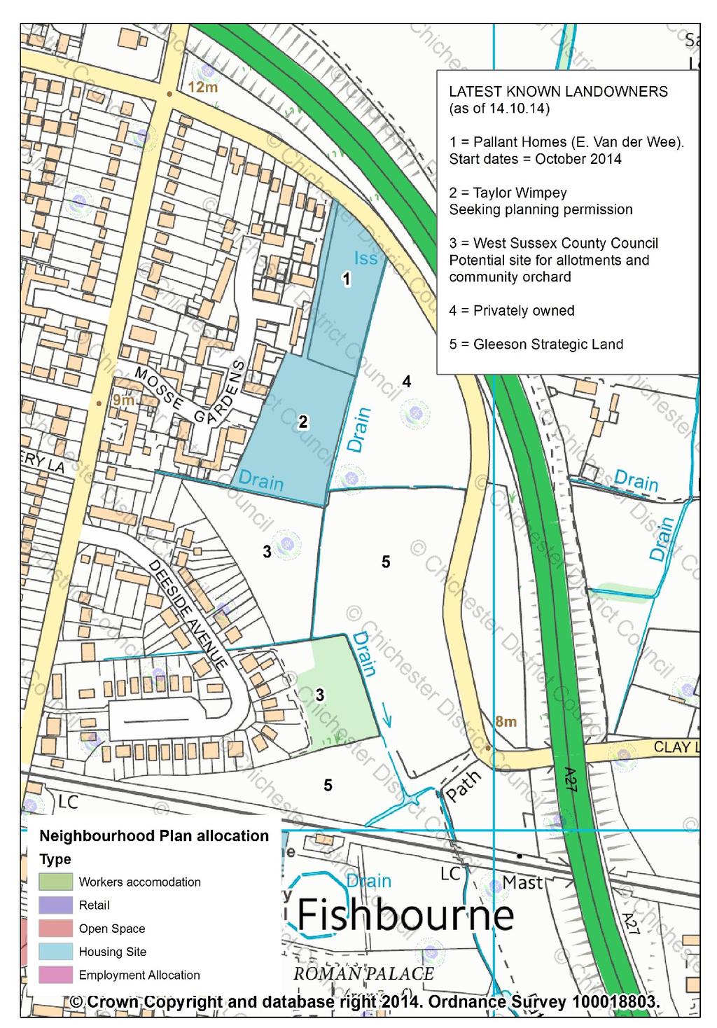 which is designed to run down to the A27, with a temporary access from Clay Lane).