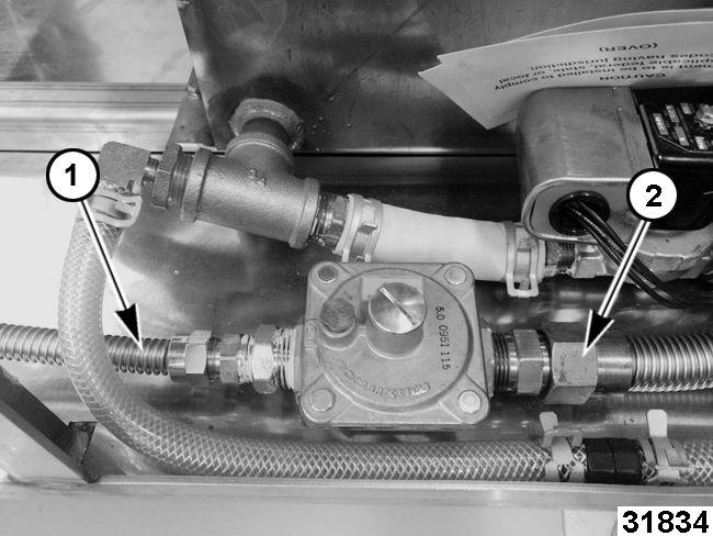 15) to flare fitting regulator outlet. Fig. 15 15. Install 3/4" flex hose (2, Fig.