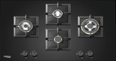 (3kW) 1 Supernova dual flame burner (2kW), 1 Supernova auxiliary burner (1kW), FFSD, Soft touch metal knobs, Cast iron pan support 35,990 ORO 90-5 538.