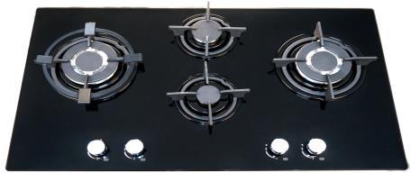 538.01.554 90CM 3 Burner Hob, Gas on Glass with Auto Ignition, Flame Failure Safety Device, Two High Power Wok Burners, Tempered Black Glass and Cast Iron Pan Support 19,990 LAURA 76B (LPG) 538.02.