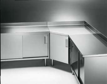 Worktop Cupboards The Worktop Cupboards in the Static Preparation System are guaranteed stable and sturdy by their stainless steel structure and 50 mm high, 10/10 thick worktop in