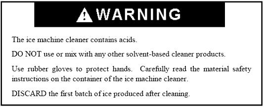 6. The ice-making system cleaning cycle will continue for 30 minutes unless you press the power switch (you can press the power switch to stop the cleaning cycle any time during the 30 minutes).
