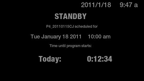 When power is turned Off, a reminder appears on the Standby screen.