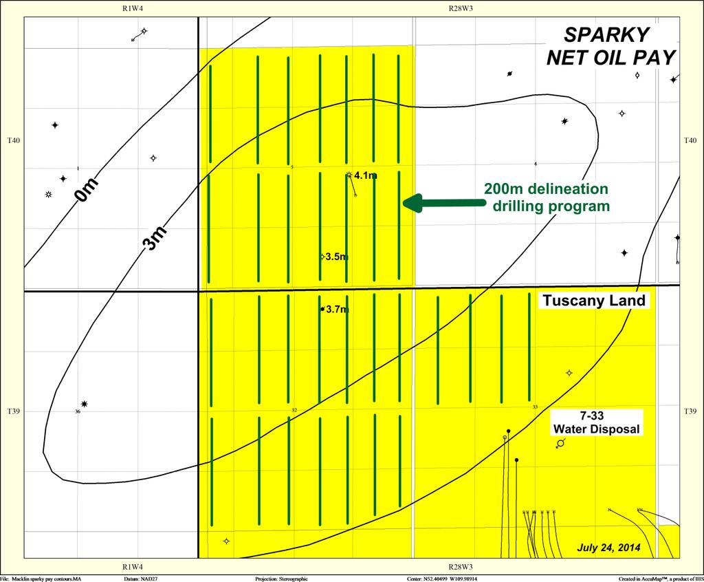 Sparky Drilling Locations Tuscany Colony Gas Well PROSPECT DESCRIPTION 1,400 acres 100% WI IP: 75 200 bopd Sparky Show 100 Mstb/well