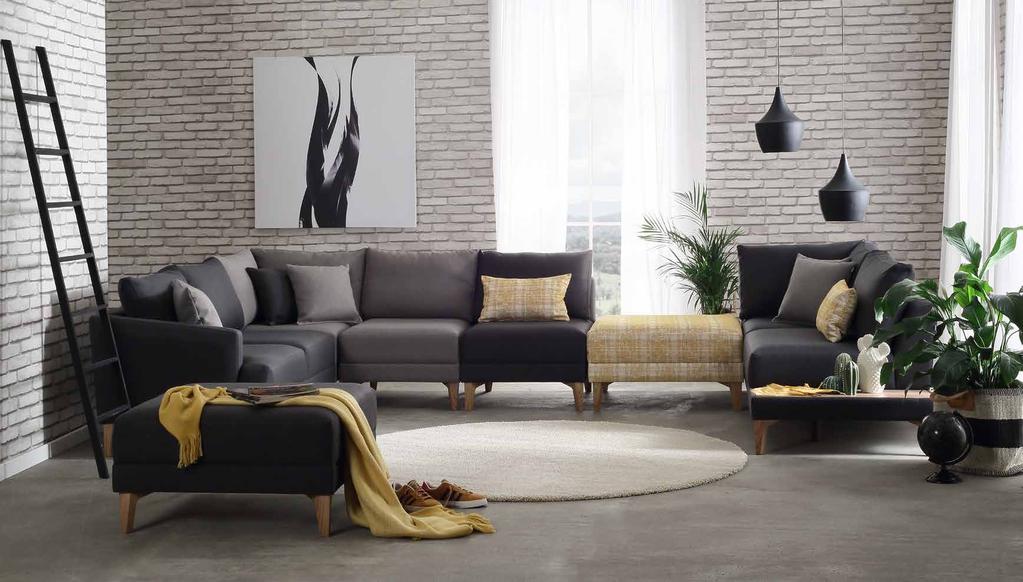 While designing your Mayer corner sofa set you are free to choose any fabric colours combination you would like for the body and the
