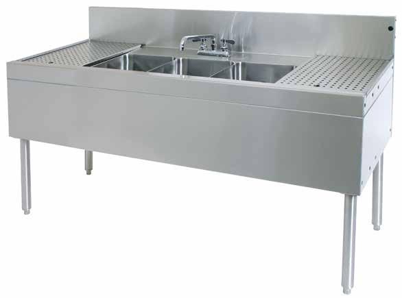 Liquor Displays Multi-Bowl Sinks Extra-wide rear step for specialty