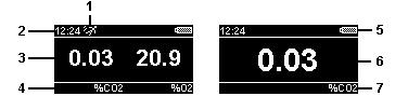 5.4 The main display Under normal operation, gas values for each of the sensors fitted are shown in their own window along with the description of the gas type and measurement units.