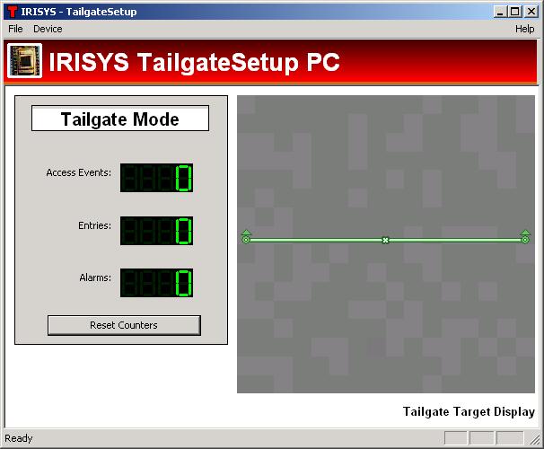 The main application window will open to show the main array view and current operational mode of the detector (Tailgate Mode, Airlock Mode, or One way mode).