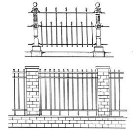Maintain original walls when possible. Use appropriate designs and materials when choosing a fence or wall for new construction or to enhance a building.