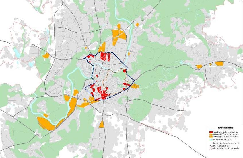 CONVERSION ONE OF THE GOALS OF CITY MASTER PLAN Potential of brownfields' conversion : In total 500 ha In the centre 120 ha L E G E N D Priority