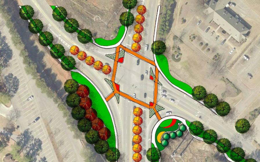 vision ConCepTS M key InTerSeCTIonS M The illustration below demonstrates what the intersection could look like with added landscaping, planted medians, pedestrian-friendly sidewalks and crosswalks,