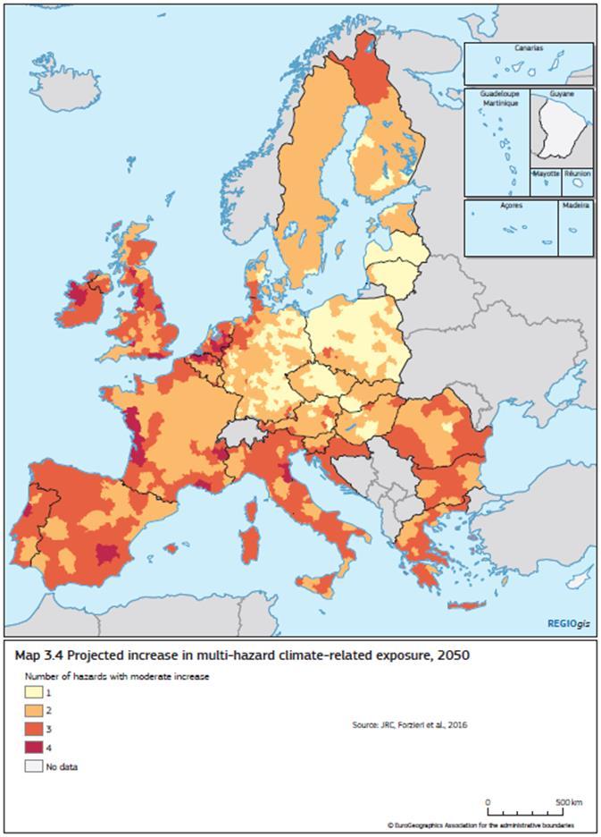 Climate change exposure in Europe Recent studies show that places where the effects are likely to be particularly severe will progressively extend northwards to central and western Europe in the