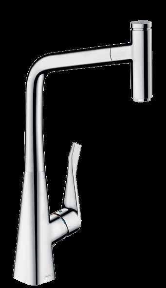 14 hansgrohe Kitchen mixer Perfect in the hand, perfect in design Introducing a new kitchen mixer that allows you to comfortably control the water with no awkward twisting of the wrist.