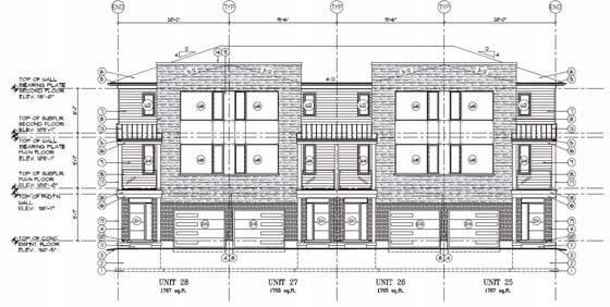 Figure 5: Typical Elevation of 3 Storey (walk-up) Unit (East Side of Private Road) Located on the east side of the private road way are three storey walk up units.