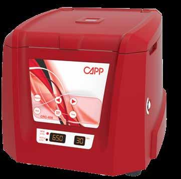 CLINICAL CENTRIFUGE CAPP Clinical Centrifuge is a compact and reliable low-speed centrifuge, ideal for blood centrifuge applications involving volumes below 15mL.