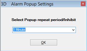 Popup Settings The alarm popup box will automatically reappear every minute by default even if you click the close button.