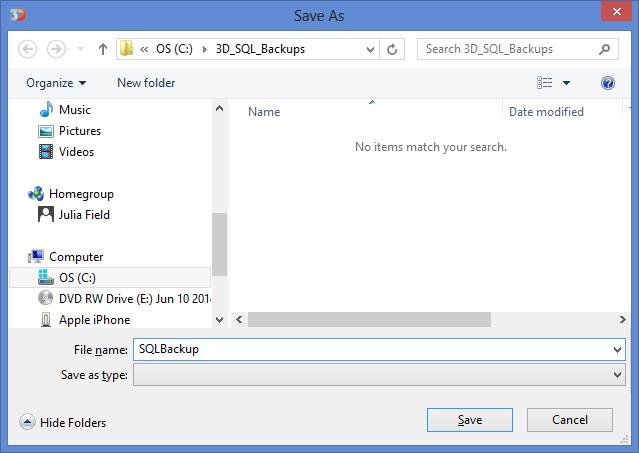 Database Backup Settings Manual Database Backup This allows you to create a backup of the database in addition to the daily backup. This will backup the current database.