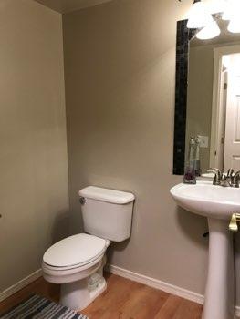 1. Location 1st Floor 1/2 Bathroom 2. Room Ceiling and walls are in good condition overall. Accessible outlets operate. Light fixture operates. Toilet was in operable condition overall. 3.