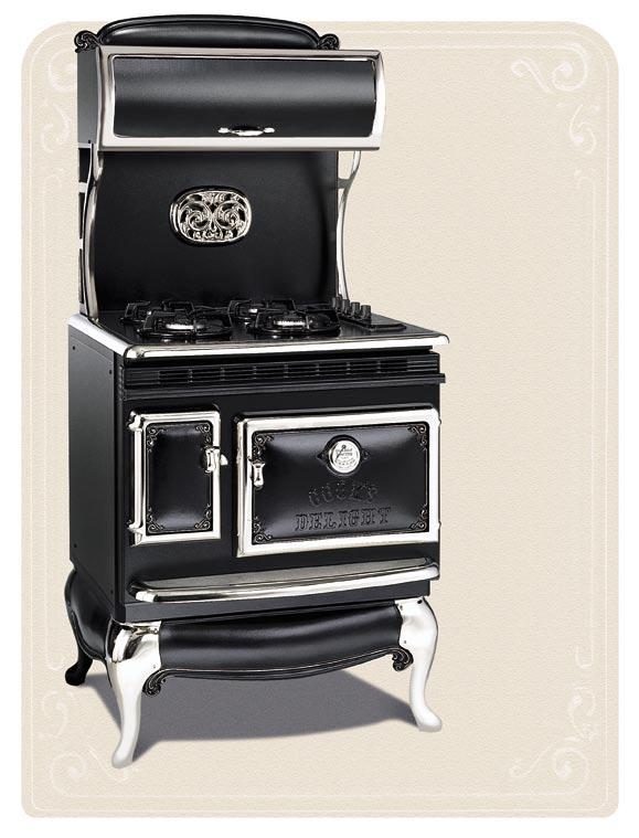 1860 All Gas 1870 with Electric Oven Four Burner Range shown in Black with Gas Cooktop.