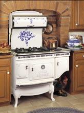 Country Motif in Cobalt Blue 855-STE All Electric Six Burner Range shown in White with STE