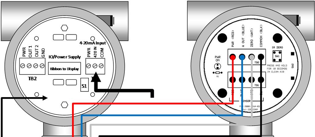 CONNECTING A REMOTE GDS IR INFRARED SENSOR (CH 2) GASMAX II monitors with remote mount GDS IR sensors are shipped in two pieces and sensor wiring must be installed by the end user.