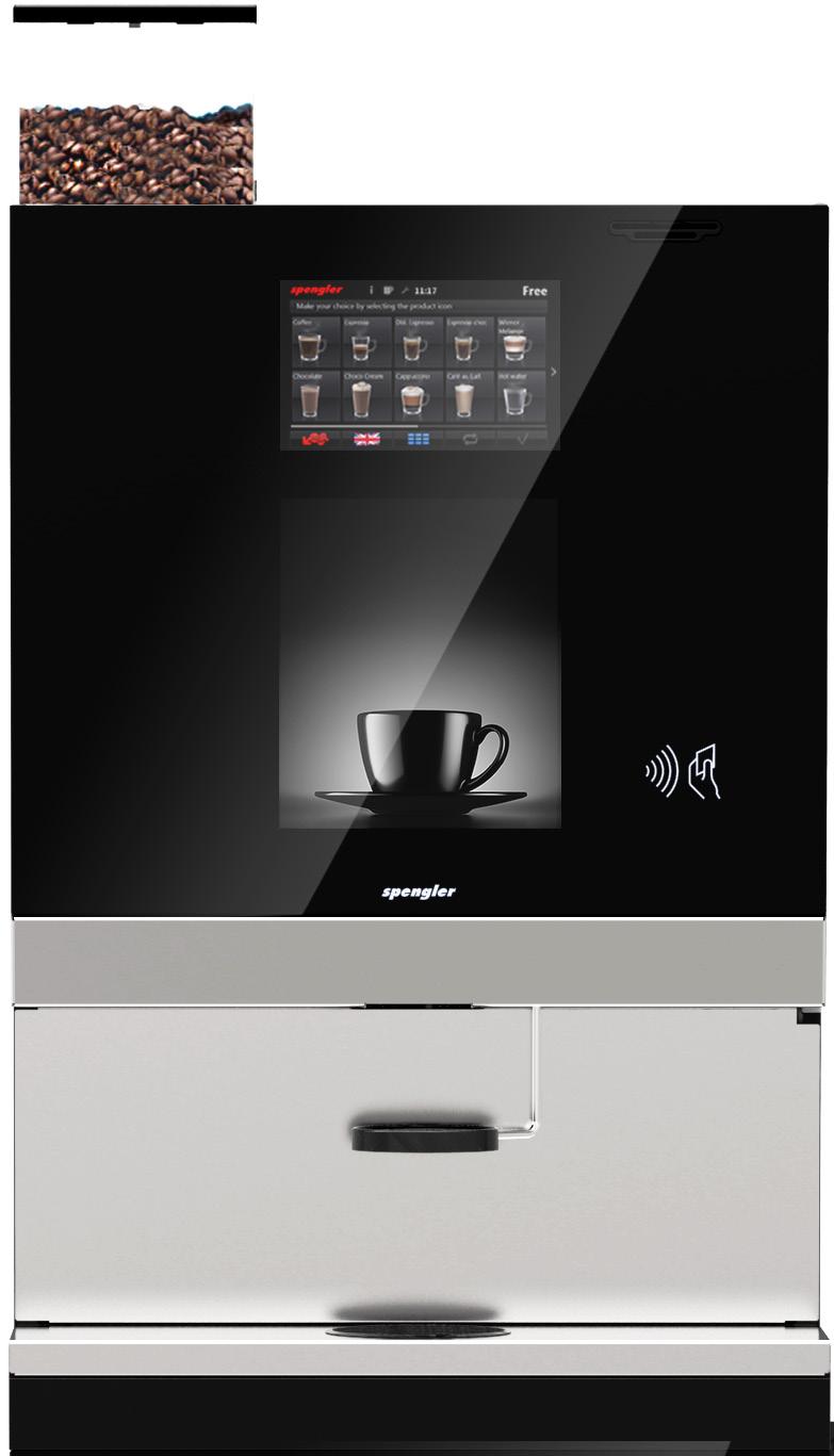 DISPENSER FRONT VIEW ES12B, ES13, FTB14 Bean Hopper Touchscreen (Graphic User Interface) Branding Window RFID