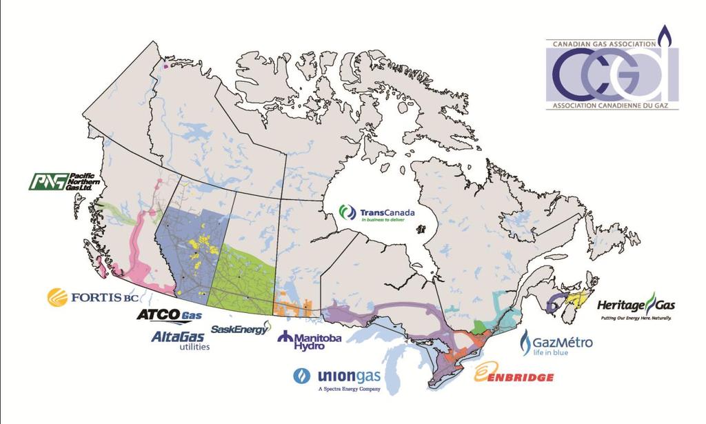 THE PEOPLE: SMART ENERGY SERVICE COMPANIES ETIC is a project of the Canadian Gas Association. CGA transmission and distribution members are noted on the map below.