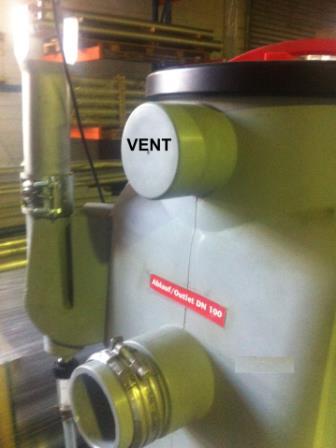 3.8 Ventilation A grease separator must be adequately ventilated at both the inlet and outlet pipe.